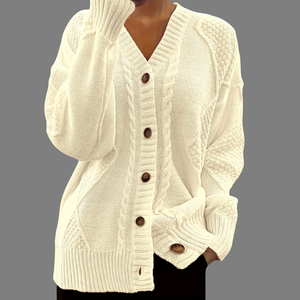 Casual V-neck Knitted Women's <b>Cardigan</b> Sweater 100% Cotton Winter Front Logo - Product Image 4