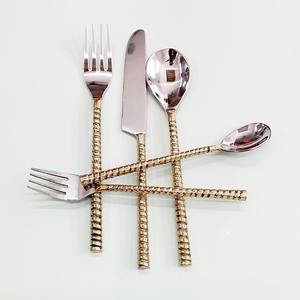 Couverts de restaurant de luxe à long manche rond, ensemble de couverts réutilisables, argenterie, ensemble de couverts de mariage en acier inoxydable - Product Image 6