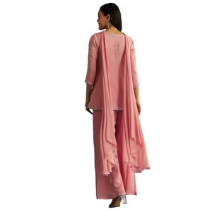 <b>Pink</b> Chinon Kurta Set With Choker Style Dupatta Wholesale Women Ethnic Apparel OEM Factory Supplier Custom Festive Party Outfit - Product Image 5