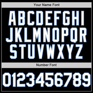 Chaqueta Universitaria Personalizada para Hombre, Cuello Alto, Azul Claro, Bordado con Letras, Chaqueta Varsity Negra, Frente de Piel de Oveja, Ribete Acanalado - Product Image 4