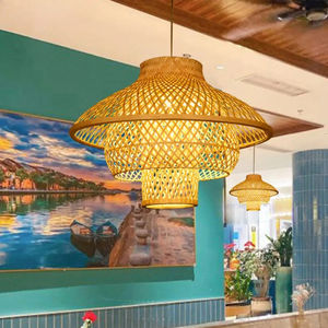 Luminaire de plafond en bambou, cage décorative, adapté aux projets d'éclairage personnalisés, sans composants électriques inclus - Product Image 5