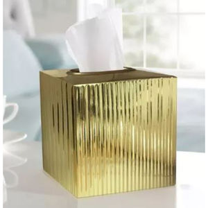 Caja de pañuelos de forma cuadrada de acero inoxidable chapado en oro de diseño elegante, accesorios para servilletas de Royal Home Collection Supplies - Product Image 2