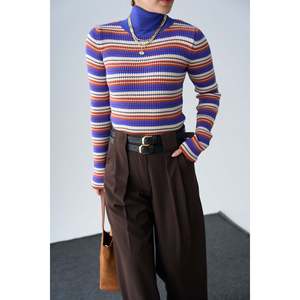 Suéter Colorido con Cuello Alto en Turquesa y Morado - Product Image 1