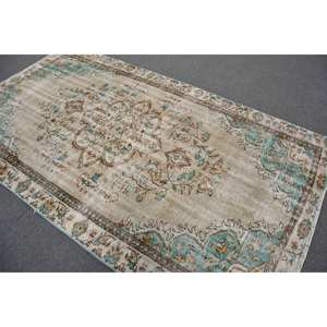 Alfombra turca Vintage de 4 pies, 9x8 pies, 3 pulgadas, Beige, azul, tejido plano clásico, patrón de retazos, piel de lana, látex para decoración de sala de estar - Product Image 4