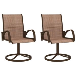 NOUVEAU ORIGINAL Lot de 2 chaises pivotantes de patio en textilène et acier marron – Assise confortable et élégante - Product Image 4
