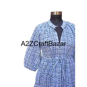 ชุดเดรสผ้าฝ้ายลายดอกไม้สไตล์โบฮีเมียนสำหรับผู้หญิง คอวี ทรงหลวม ระบายอากาศได้ดี เหมาะสำหรับใส่ลำลองในชีวิตประจำวันช่วงฤดูร้อน - Product Image 4