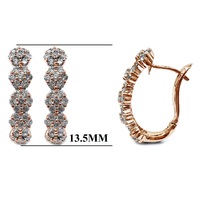 Boucles d'oreilles créoles en or rose massif 18 carats avec diamants véritables, design élégant, haute qualité, vente en gros, cadeau de mariage pour femme, idéal pour les fêtes