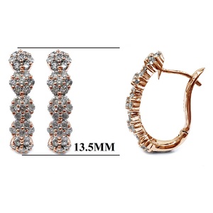 Boucles d'oreilles créoles en or rose massif 18 carats avec diamants véritables, design élégant, haute qualité, vente en gros, cadeau de mariage pour femme, idéal pour les fêtes - Product Image 2