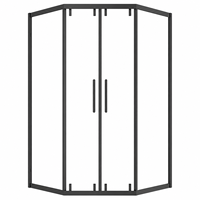 Porte de douche coulissante double en verre trempé de 8 mm, forme diamant, encadrée, moderne, pour rénovation de salle de bain commerciale et hôtelière B2B