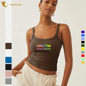 Hot sale summer 100% cotton ribbed fabric comfortable touch solid multi colors women's tank tops