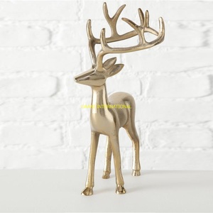 Figurines de renne en or moulé en métal Ensemble de décoration de Noël Statues de cerf de vacances élégantes Centre de table Décor d'hiver - Product Image 4