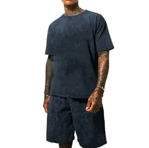 Custom Casual Shirt Set <b>Oversize</b> Tracksuit T Shirt <b>Jogger</b> Summer OEM Two Piece Shorts Set - Product Image 1