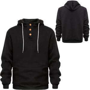 High Quality Oversized Men's 1/4 Quarter Button Pullover Hoodies Heavy <b>Vintage</b> <b>Sweatshirts</b> Plain Streetwear Wholesale - Product Image 1