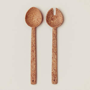 Herramientas para servir ensalada de coco utensilio de servidor de comida de madera de coco natural para mezclar y comer verduras - Product Image 1