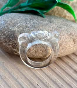 Pierre précieuse de quartz en cristal naturel sculptée à la main belle bague de conception bague de déclaration bijoux en quartz en cristal - Product Image 4