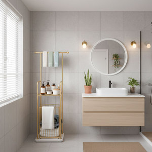 Modern Stainless Steel Corner Shower Room Storage <b>Shelf</b> with <b>Hooks</b> and Baskets for Hotel and Apartment Use - Product Image 3