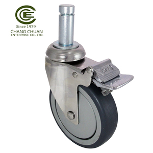 Heavy Duty 5 Inch Trolley Wheel Double Lock with Smooth Rolling TPR Wheel and Bearing - Product Image 1