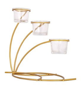 Gold Vintage Metal Brass Candle Holders <b>Lanterns</b> and Candle Stand <b>Set</b> for Wedding Dinner Table Decor - Product Image 1