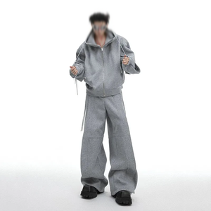 ชุดวิ่งขนาดใหญ่สำหรับผู้ชายชุดวอร์มมีซิปขนาดใหญ่สำหรับผู้ชายกางเกงวอร์มทรงโอเวอร์ไซส์ใส่สบาย - Product Image 6