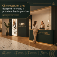 Mobili Moderni per Salone di Bellezza: Bancone Reception Scanalato, Specchio Curvo, Postazione Styling - Set Completo per Studio di Lusso per Parrucchieri e Spa