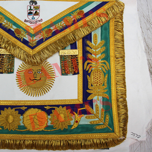 Hot Sale 2025 Handmade Embroidery Gold <b>Wire</b> Masonic Apron Wholesale Freemasons Regalia Apron - Product Image 2