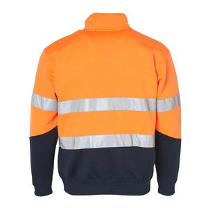 100% coton hommes hi-viz vêtements de travail veste polaire haute visibilité quart fermeture éclair sweat sweat à capuche de sécurité sweats à capuche de sécurité pour homme - Product Image 2