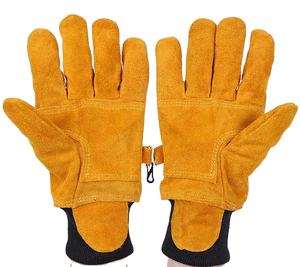 Gants de lutte contre l'incendie en peau de vache à haute température extinction de la flamme gant de sauvetage des pompiers résistant à l'usure - Product Image 4
