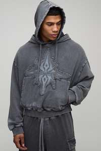 เสื้อฮู้ดคู่สำหรับผู้ชายผ้าฝ้าย100% วินเทจซักด้วยกรดเสื้อมีฮู้ดโอเวอร์ไซส์ออกแบบได้ตามต้องการด้านหน้า - Product Image 6