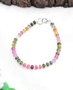 Bracelet en pierres précieuses naturelles multi-tourmalines mélangées et ombrées pour la fabrication de bijoux fins - Product Image 2