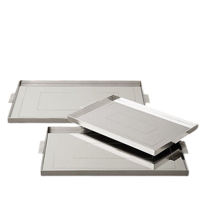 Bandeja sencilla elegante de metal en almacenamiento de alimentos de nueces de diseño de lujo con asas Bandeja de fruta seca plateada para uso regular - Product Image 2