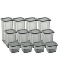 Ensemble de 12 contenants carrés multifonctionnels en plastique Afossa pour épices, avec couvercles en silicone, 650 ml, 1,3 L, 1,9 L, hermétiques, sans BPA, en PP