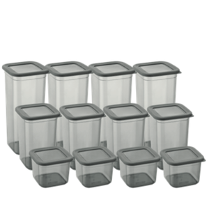 12-piece Square <b>Food</b> <b>Storage</b> <b>Container</b> Set with Silicone Lid 650ml 1.3L 1.9L Airtight BPA-Free Plastic for Kitchen and Pantry - Product Image 1