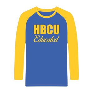 HBCU Educated <b>Blue</b> SGRho Raglan <b>Long</b> <b>Sleeve</b> <b>T</b> <b>Shirt</b> Cotton Chenille Greek Sorority Sigma Gamma Rho Fashion Tee - Product Image 2