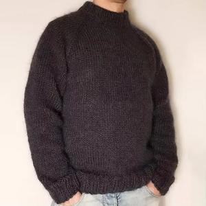 Pull en laine 100% personnalisé en gros pour hommes, col rond, anti-froissement, respirant, anti-rétrécissement, logo frontal - Product Image 4