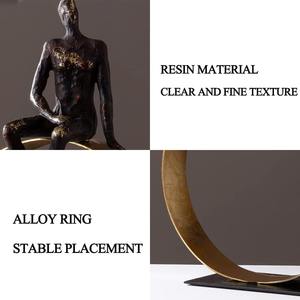 Figurine incurvée noire et or contemporaine pièce maîtresse décorative pour affichage de cadeau d'événement de bureau à domicile de table - Product Image 2