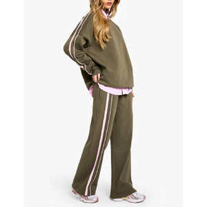 2025 nuevo y elegante chándal con logotipo personalizado, Tops con hombros caídos y chándal para correr, conjunto de 2 piezas, chándales para mujer a la venta - Product Image 6