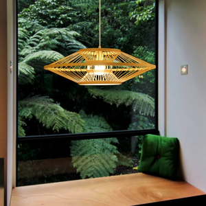 Lámpara colgante de bambú, lámparas hechas de materiales hechos a mano, accesorios de decoración del hogar, al por mayor. - Product Image 2