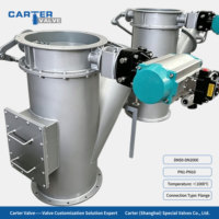 Vanne papillon de dérivation à 3 voies en Y pour gaz de combustion, haute température, en acier au carbone WCB/SS304/SS316, à double action, avec bride, pour RTO (OEM)