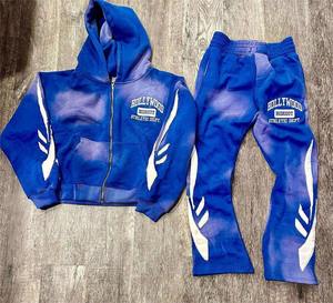 High Quality Sweatpants and Hoodie Set Custom Logo Sports Suit Track Suits <b>Trousers</b> Patch Embroidery Acid Wash Tracksuit for Men - Product Image 6