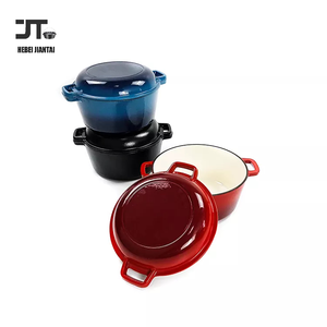 5QT-Juego de utensilios de cocina con tapa de sartén para parrilla, cazuela para estofado, estufa, inducción, hierro fundido esmaltado, doble Horno Holandés 2 en 1 - Product Image 5