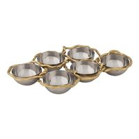 Ensemble de bols à soupe et ustensiles de table en acier inoxydable, finition dorée brillante, motif feuilles, pour service de salades, fruits et fêtes
