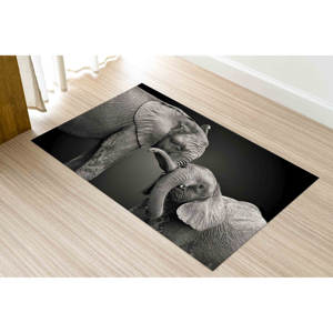 Deux tapis à motif d'éléphant, tapis noir et blanc, tapis imprimé, tapis doux non tissé - Product Image 5