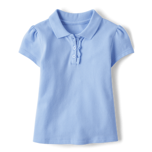 The Childrens Place Uniforme de polo azul para niñas pequeñas-Top de algodón piqué elástico para la escuela y la Iglesia Diseño cómodo con volantes - Product Image 2