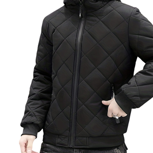 Custom Logo <b>Waterproof</b> Breathable Thick Winter <b>Puffer</b> <b>Jacket</b> for Men <b>with</b> <b>Hood</b> Polyester Filling Canvas Fabric <b>Puffer</b> <b>Jacket</b> - Product Image 3