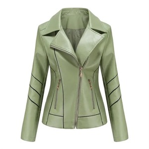 Chaqueta de cuero PU Reversible de motorista acolchado informal para mujer, prendas de vestir de moda para primavera y otoño, forro de LICRA - Product Image 2
