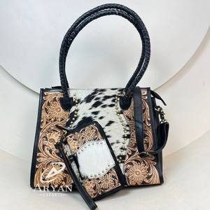 Venta de fábrica, diseñador 2025, cuero de vaca mecanizado a mano, bolsos de mano con cuentas bolso de mano para mujer y de gran capacidad, conjuntos combinados de 2 piezas - Product Image 1
