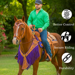 Juego de tachuelas de caballo para desfile de coraza y caballete occidental marrón de cuero de calidad superior - Product Image 3