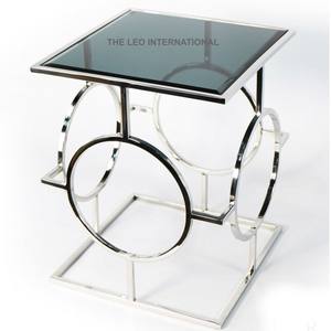 Lo último en muebles decorativos hechos a mano de aspecto real, mesa auxiliar superior de mármol con acabado de Metal dorado anidado para Hotel - Product Image 6