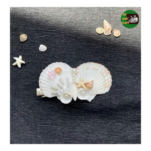 Pince à cheveux en coquillage faite à la main-griffe de cheveux en coquillage naturel pour un look de plage-postiche mode d'été côtière - Product Image 2