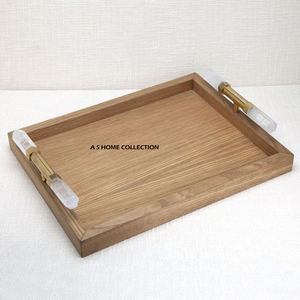 Bandeja de Servir Rectangular de Madera con Diseño de Panal y Mango de Aluminio para Comida, Cenas y Hoteles - Product Image 6